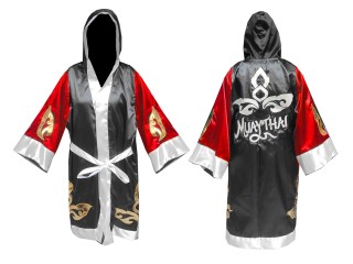 Customize Muay Thai Boxing Robe : KNFIR-143-Red-Black