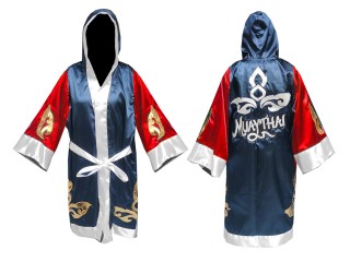 Customize Muay Thai Boxing Robe : KNFIR-143-Red-Navy