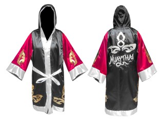 Customize Muay Thai Boxing Robe : KNFIR-143-Rose-Black