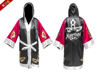 Kanong Kids Muay Thai Boxing Robe : KNFIRKID-143-Rose-Black