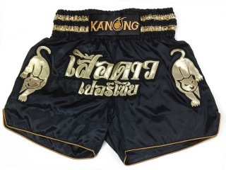Custom Kanong Muay thai Shorts :KNSCUST-1262-Black
