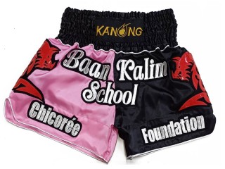 Custom Kanong Muay thai Shorts :KNSCUST-1277-Pink-Black