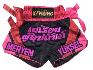Custom Kanong Muay thai Shorts :KNSCUST-1291-Black-Pink