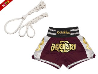 Muay Thai Set for Kids - Mongkol Prajead + Thai Shorts :Mongkol-Boran-147-Maroon
