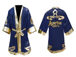 Customize Muay Thai Boxing Robe: Navy Lai Thai