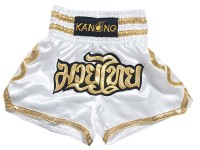 Kanong Muay Thai Kick boxing Shorts : KNS-121-White