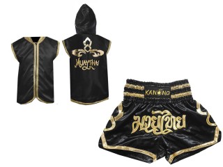 Custom Muay Thai Hoodies + Custom Muay Thai Shorts : Black Lai Thai