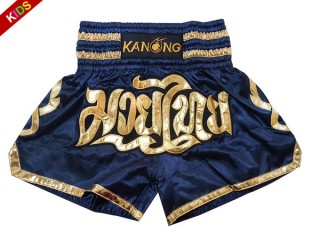 Kanong Kids Muay Thai Kick Boxing Shorts : KNS-121-Navy-K