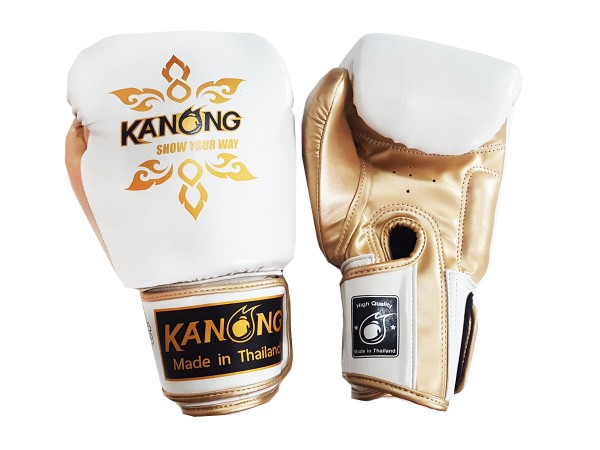 Kanong Muay Thai Boxing Gloves : White "Thai Power"