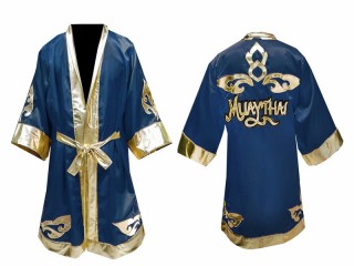 Kanong Muay Thai Boxing Robe: Navy Lai Thai
