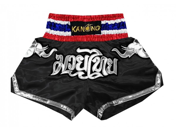 Kanong Muay Thai Boxing Shorts : KNS-125-Black
