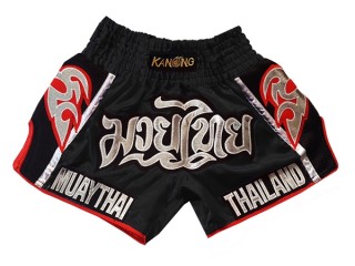 Kanong Kids Retro Muay Thai Shorts : KNSRTO-207-Black