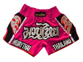 Kanong Kids Retro Muay Thai Shorts : KNSRTO-207-Pink