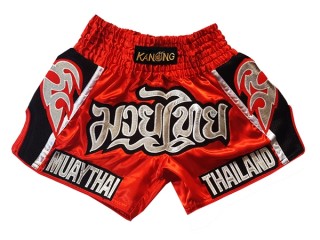 Kanong Retro Kids Muay Thai Shorts : KNSRTO-207-Red