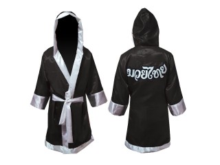 Kanong Muay Thai Boxing Robe fightwear : Black
