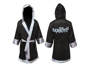 Customize Muay Thai Boxing Robe fightwear : Black