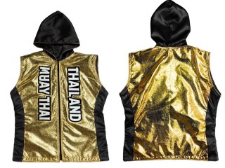 Personalised Muay Thai Hoodies / Walk in Jacket : KNHOD-004-Gold-Black