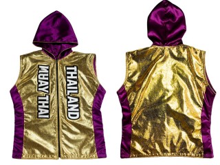 Personalised Muay Thai Hoodies / Walk in Jacket : KNHOD-004-Gold-Violet