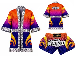 Muay Thai Bundle - Custom Muay Thai Boxing Robe + Muay Thai Shorts : SET-507
