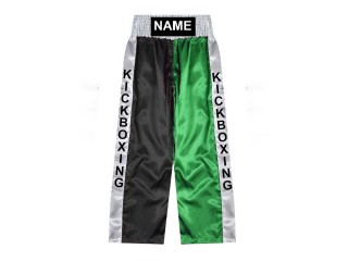 Custom Kick Boxing Pants - Custom Kickboxing Trouser : KNPANTS-001-Black-Green