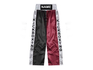 Custom Kick Boxing Pants - Custom Kickboxing Trouser : KNPANTS-001-Black-Maroon
