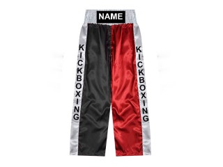 Custom Kick Boxing Pants - Custom Kickboxing Trouser : KNPANTS-001-Black-Red