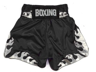 Custom Boxing Shorts : KNBSH-038-Black-silver