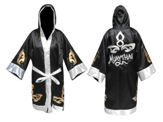 Customize Muay Thai Boxing Robe: KNFIR-143-Black