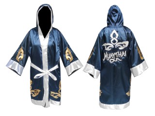 Customize Muay Thai Boxing Robe: KNFIR-143-Navy