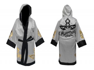 Customize Muay Thai Boxing Robe: KNFIR-143-Silver