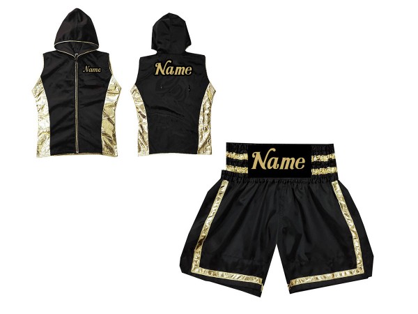 Kanong Custom Boxing Hoodies and Boxing Shorts : Black/Gold