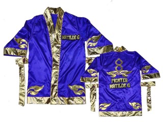 Customize  Muay Thai Boxing Robe: KNFIRCUST-001-Blue