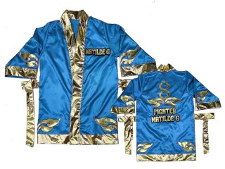 Customize  Muay Thai Boxing Robe: KNFIRCUST-001-Skyblue