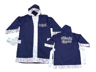 Customize Muay Thai Boxing Robe: KNFIRCUST-002-Navy