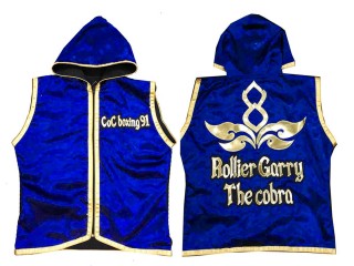 Custom Muay Thai Hoodies fightwear / Walk in Jacket : KNHODCUST-001-Blue-Gold