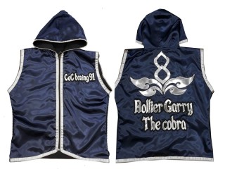 Custom Muay Thai Hoodies fightwear / Walk in Jacket : KNHODCUST-001-Navy-Silver