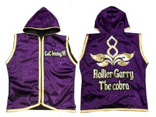 Custom Muay Thai Hoodies fightwear / Walk in Jacket : KNHODCUST-001-Purple-Gold