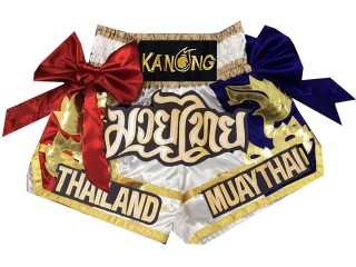 Kanong Muay Thai Boxing Shorts : KNS-128-White