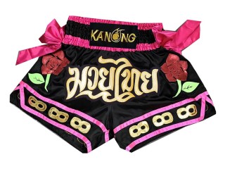 Kanong Muay Thai Boxing Shorts : KNS-129-Black