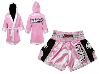 Muay Thai Set - Custom Muay Thai Robe + Muay Thai Shorts : Pink