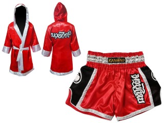 Muay Thai Set - Custom Muay Thai Robe + Muay Thai Shorts : Red