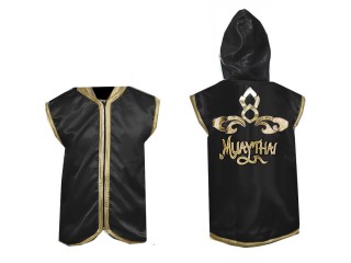 Personalised Muay Thai Hoodies / Walk in Jacket : Black Lai Thai