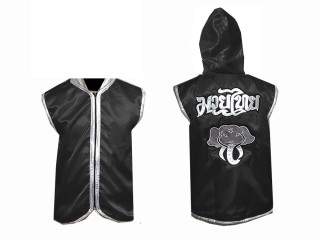 Personalised Muay Thai Hoodies : Black / Elephant