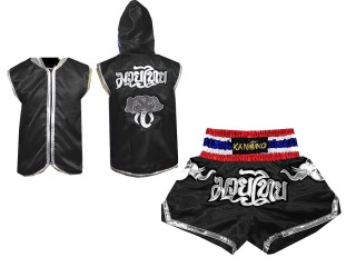 Custom Muay Thai Hoodies + Custom Muay Thai Shorts : Black Elephant