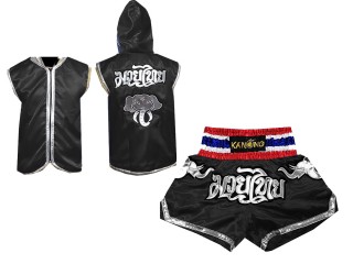 Muay Thai set - Customize Muay Thai Hoodies + Muay Thai Shorts : Black Elephant