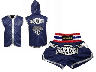 Custom Muay Thai Hoodies + Custom Muay Thai Shorts : Navy Elephant