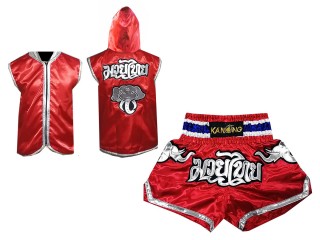 Muay Thai set - Customize Muay Thai Hoodies + Muay Thai Shorts : Red Elephant