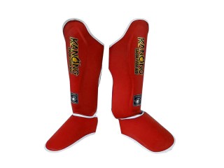 Kanong Semi Leather Shin Pads : Red