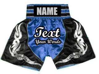 Custom Boxing Shorts : KNBSH-024-Blue-Black