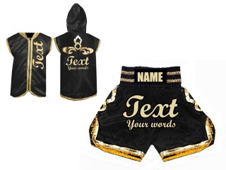 Custom Boxing Hoodies + Custom Boxing Shorts : Black/Gold